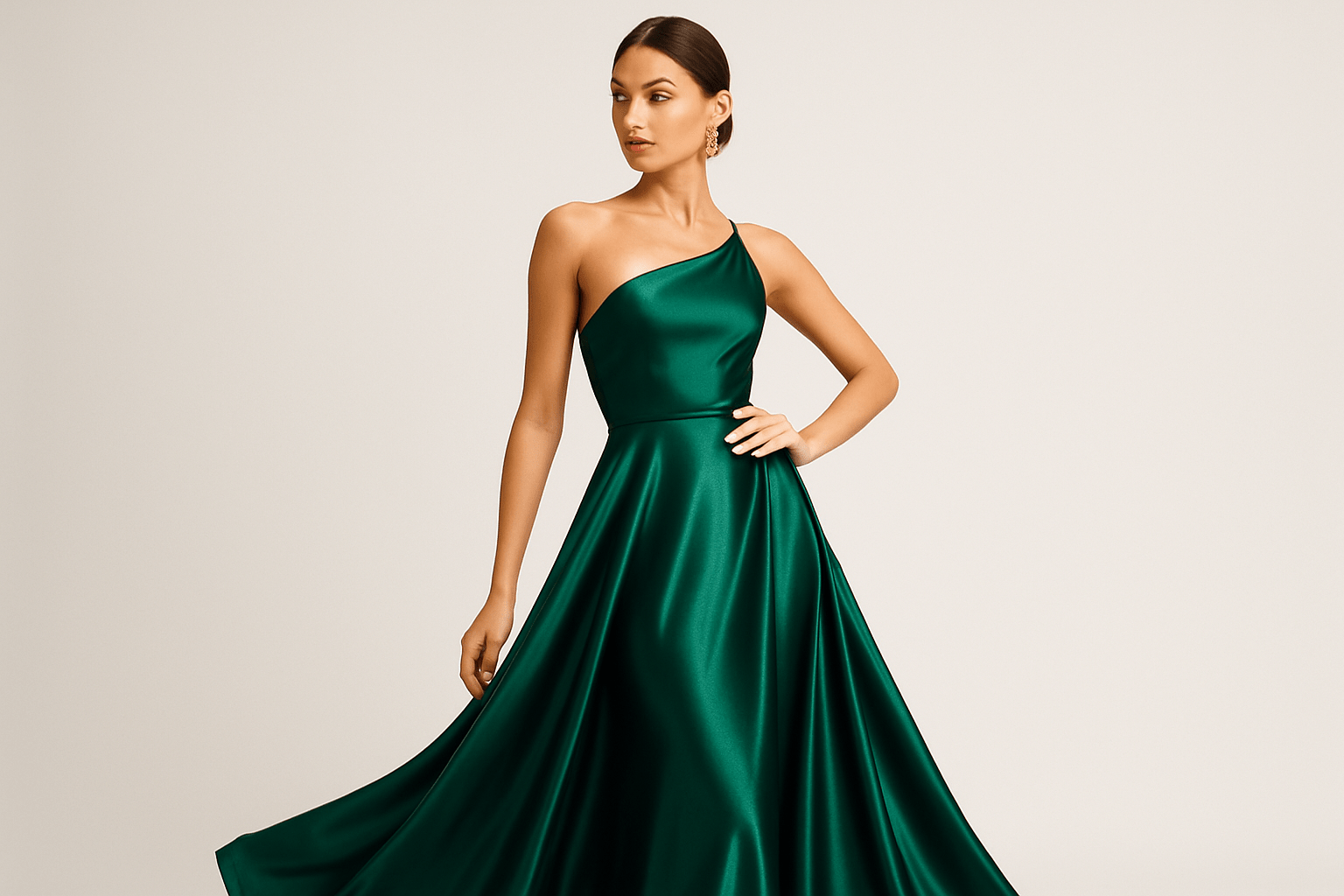 Lady wearing a sequin shiny green evening Dresses - BamBam