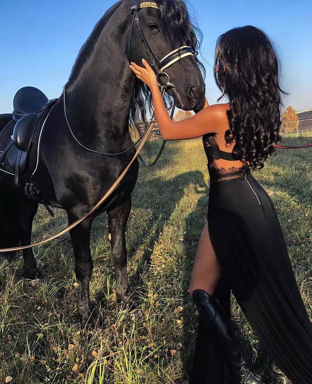 Sexy See-Through Lace backless high slit women's evening dress 20