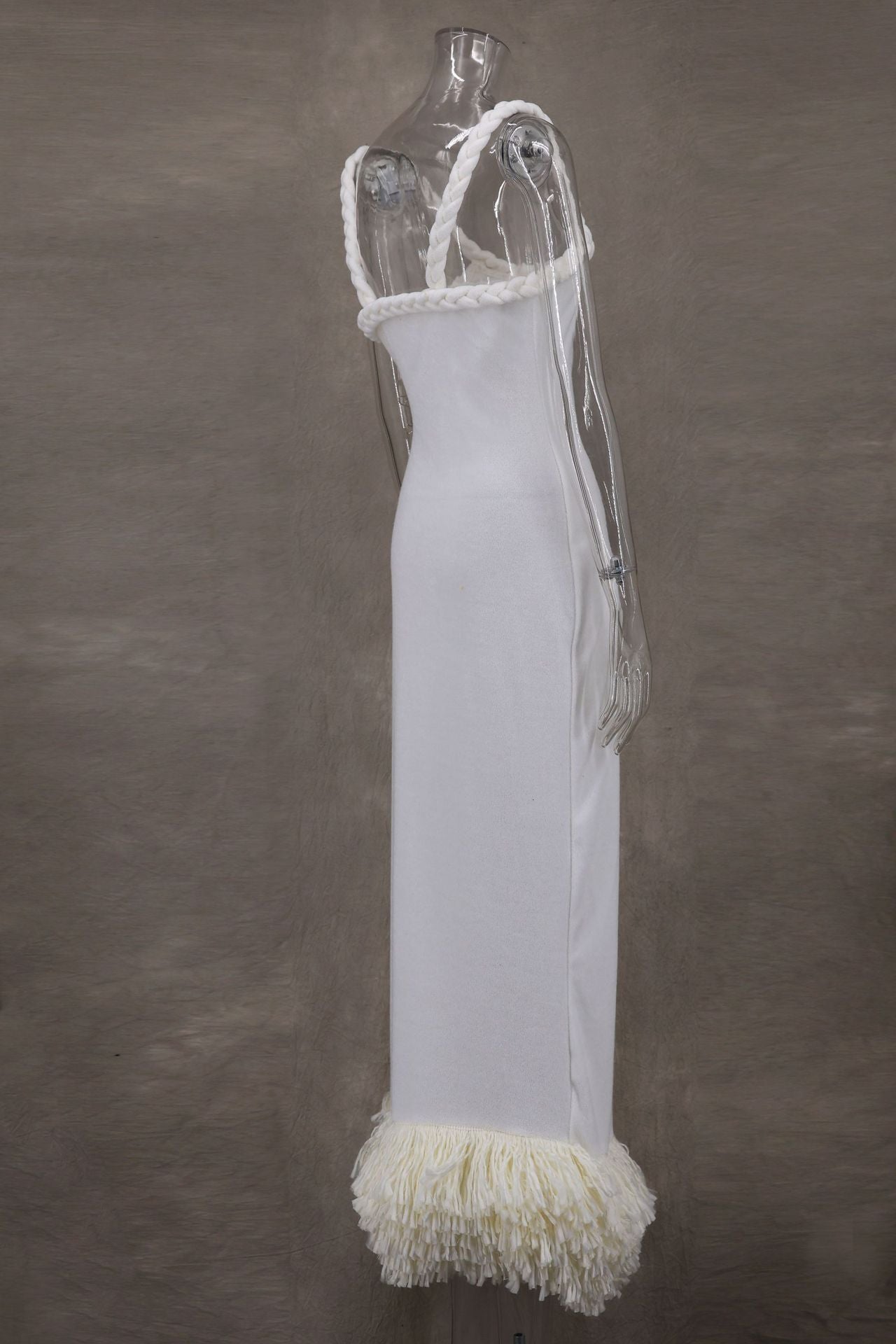 Women Fall and Winter Braided Cord Strap Bodycon Tassel Dress 9