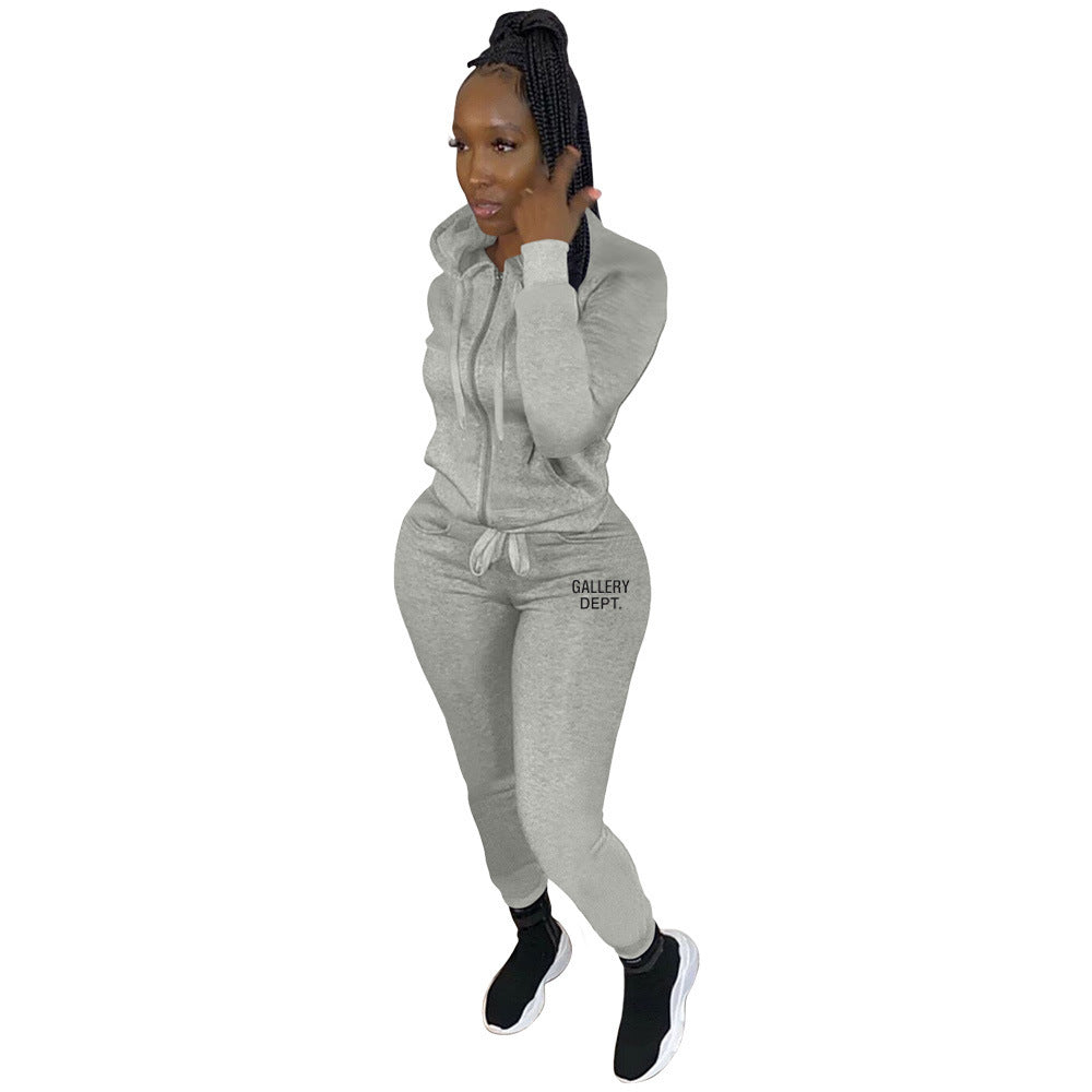 Women'S Fashion Casual Sports Solid Color Suit Two Piece Tracksuit 6