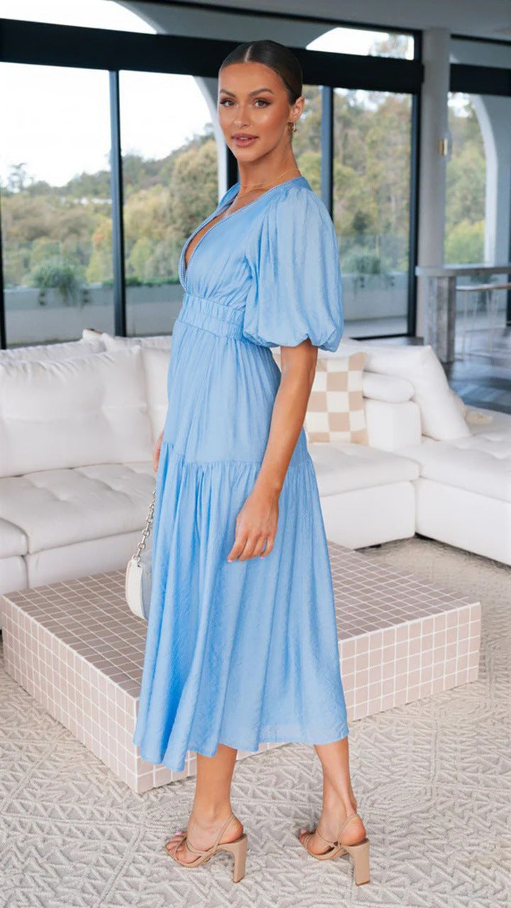 Women Casual Trendy Summer V Neck Dress 14