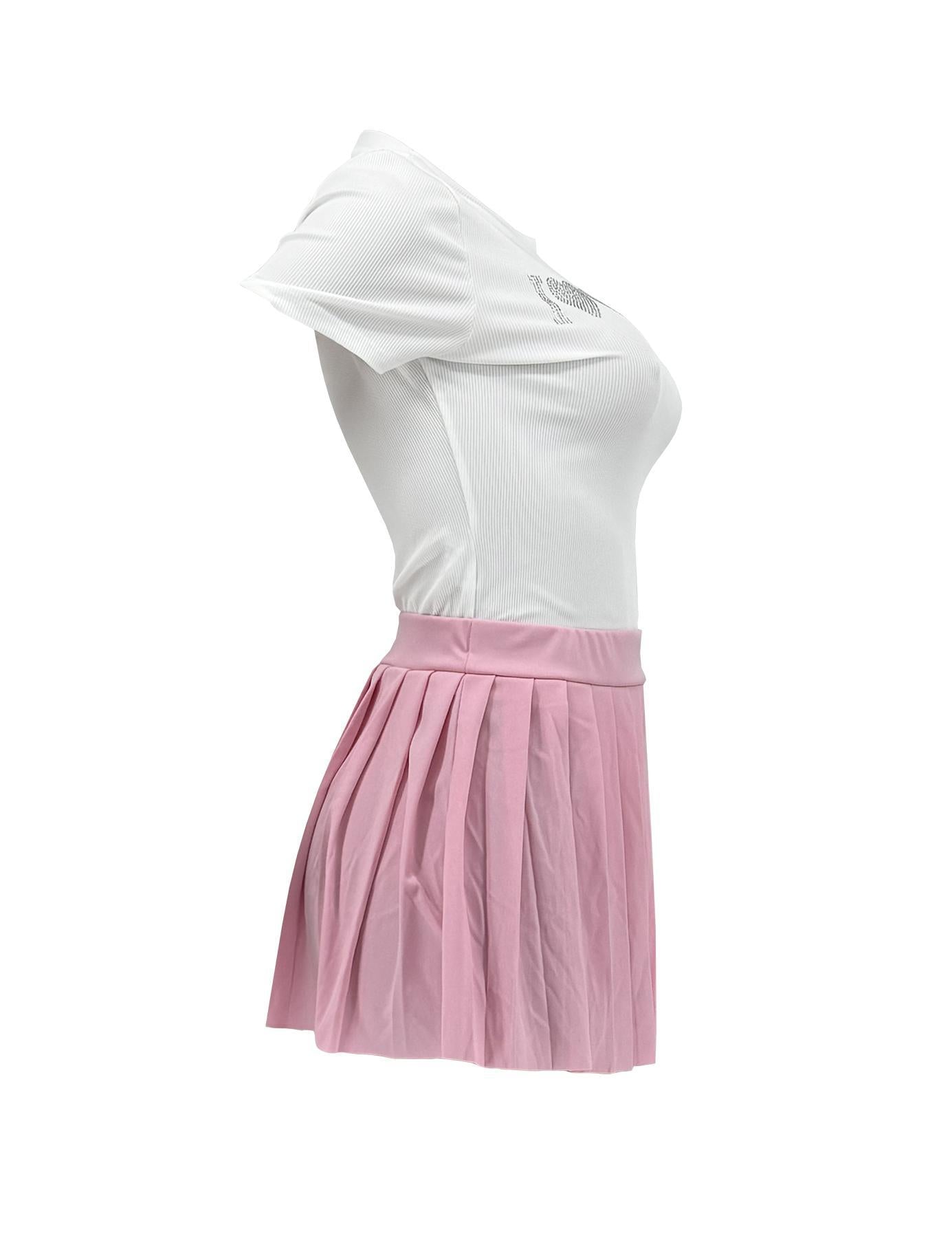 Women Casual Top and Pleated Skirt Two-piece Set 22