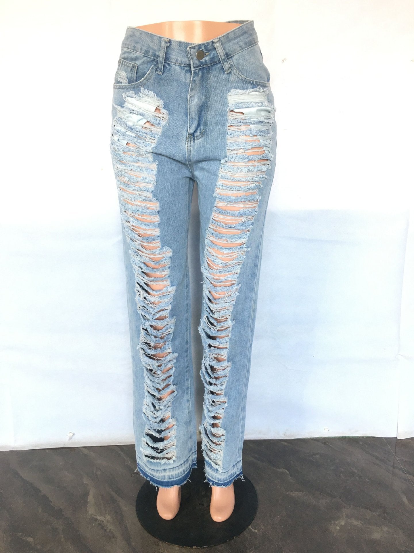 Fashion Versatile Slim Sexy Micro Stretch Ripped Micro Bell Bottom Denim Pants 8