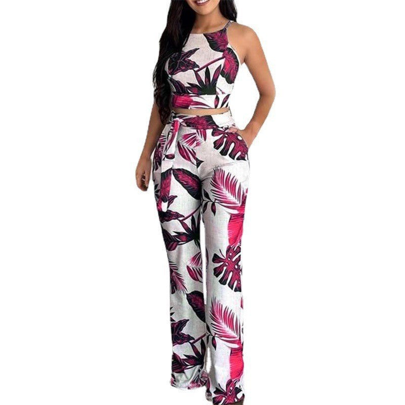Casual Printed Sleeveless Women's Two Piece Pants Set 6