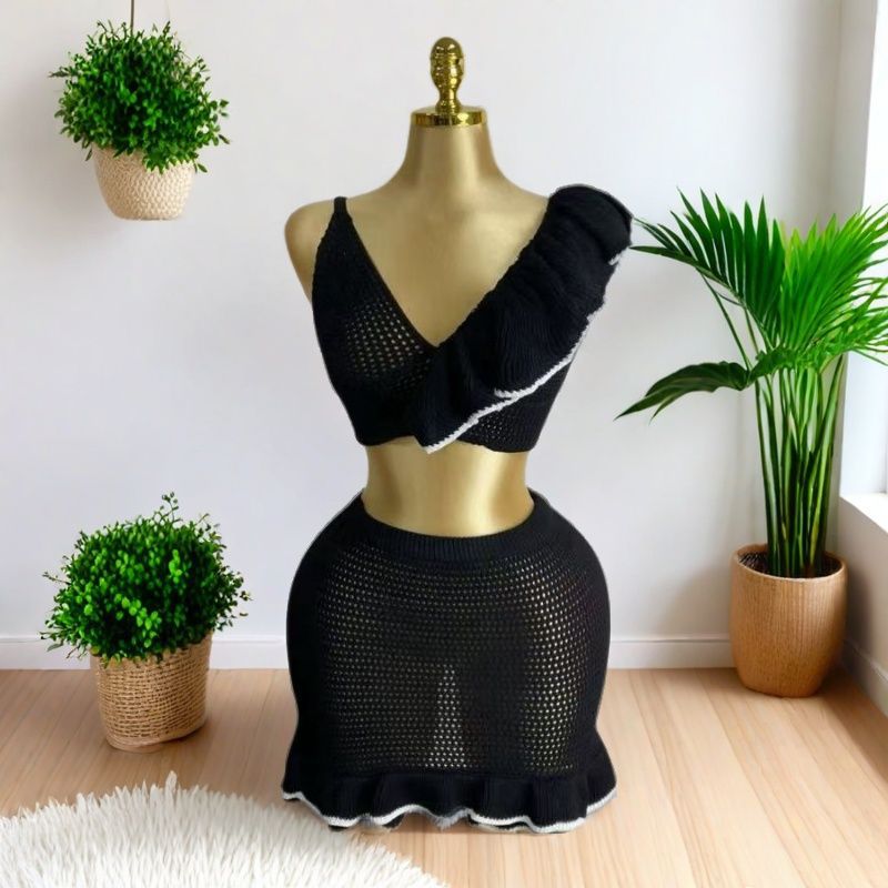 Women One-shoulder Ruffle Swimsuit Strapless Bikini Two Pieces 4