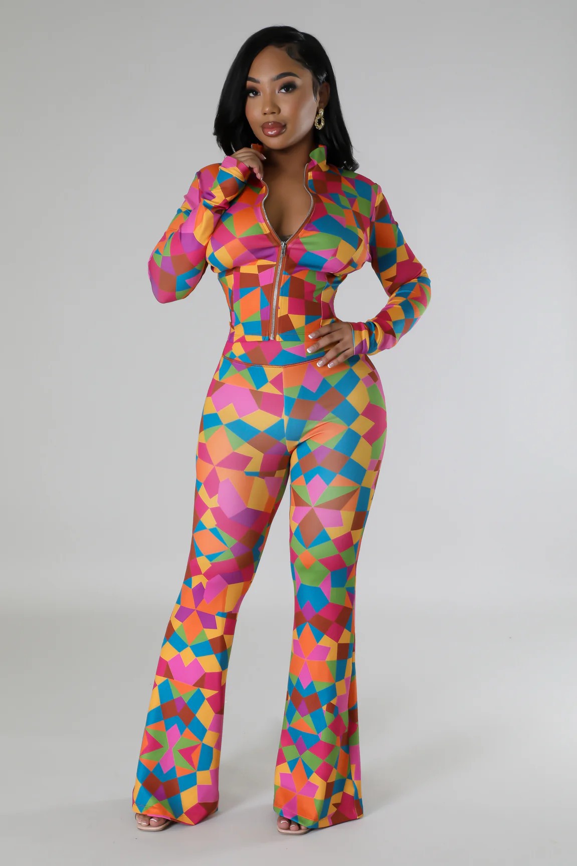 Women Long Sleeve Printed Top and Pants Two Piece 7