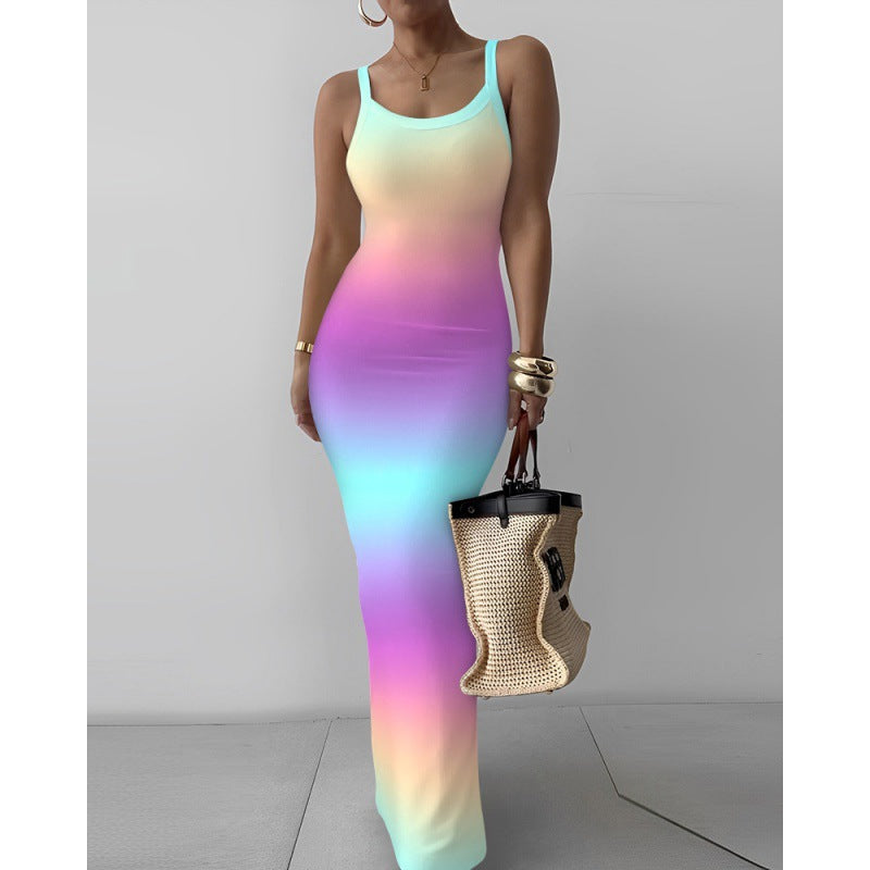 Summer White Strap Slim-Fit Long Dress 9