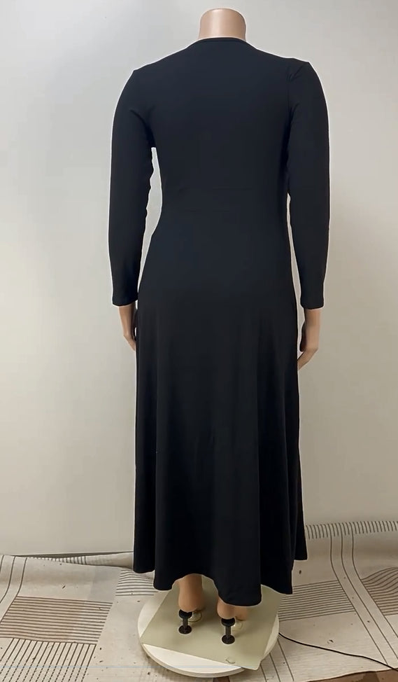 Plus Size Women Sexy Slit V Neck Dress 7