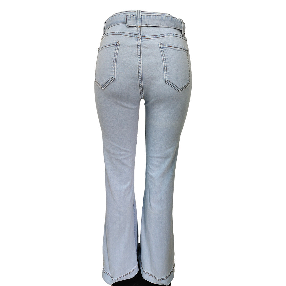 Women autumn wide-leg denim trousers (including belt) 5