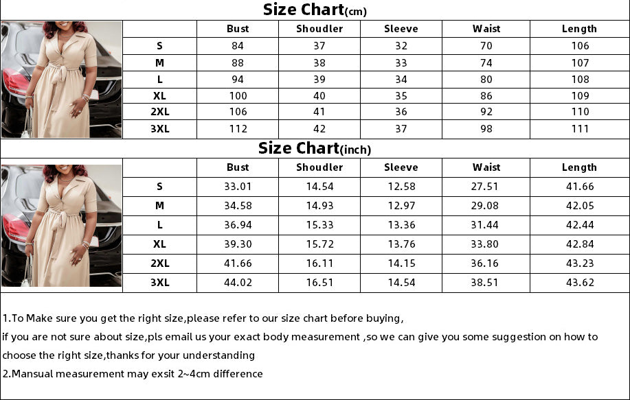 African Women summer Turn down Collar short-sleeved solid dress 10