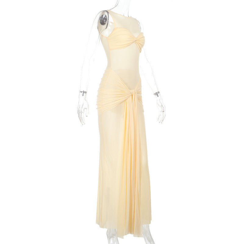 Women Mesh Fishtail Ribbon Bodycon Sundress 12