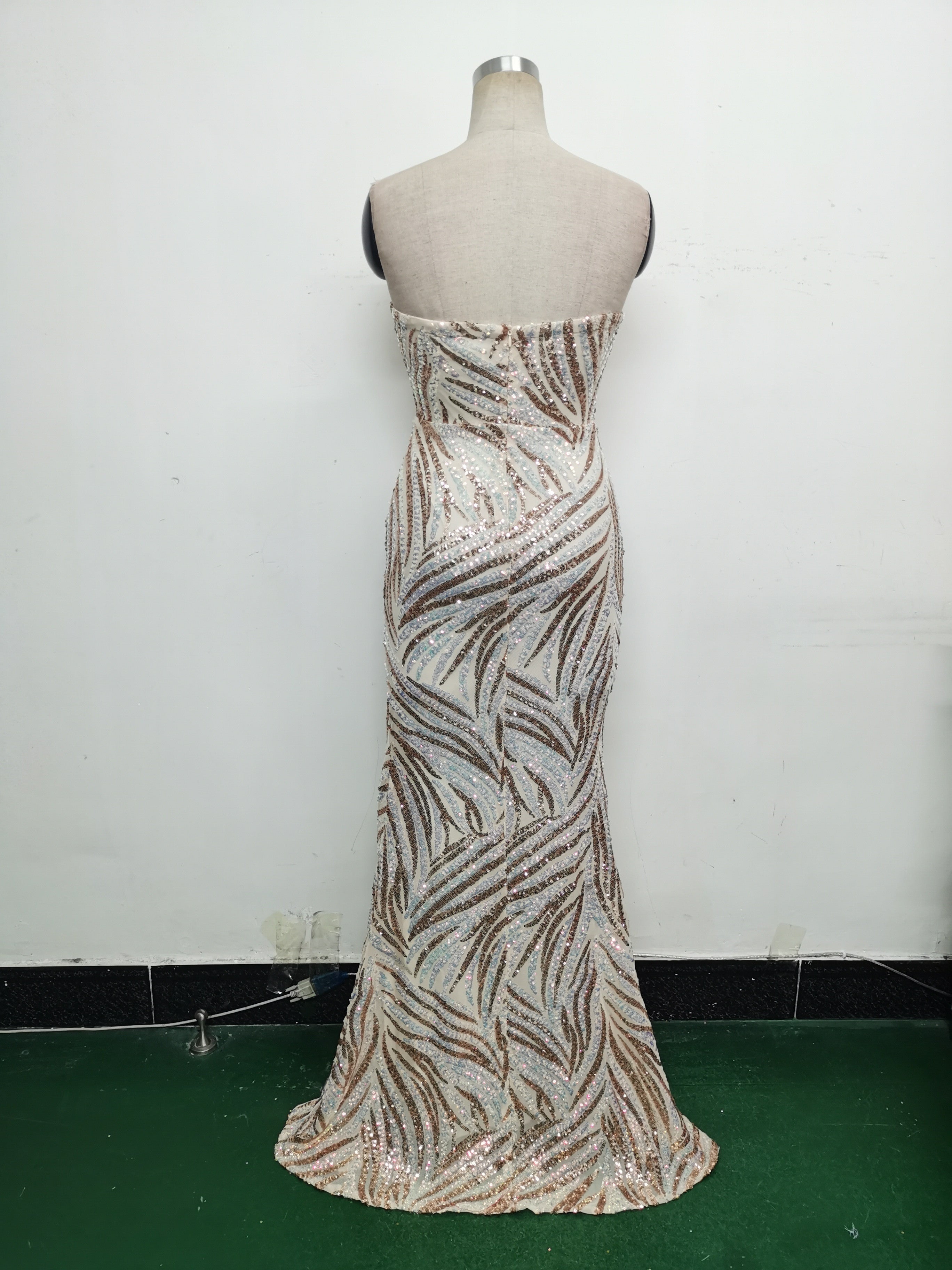 Women Beaded Sequined Wrap Dinner Party Evening Dress 37