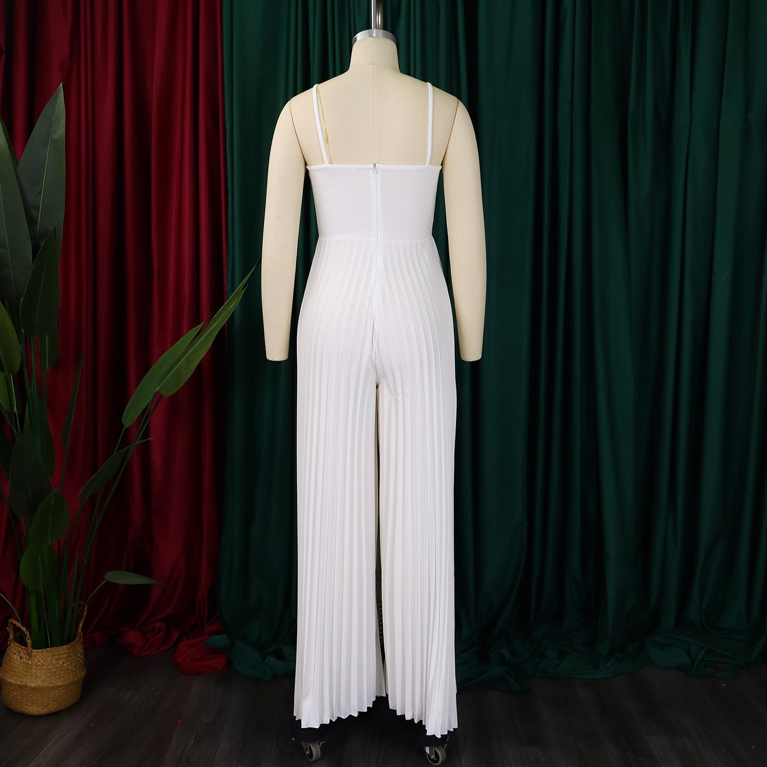 Women's Summer Halter Neck Flower Solid Color Wide Leg Plus Size Jumpsuit 21