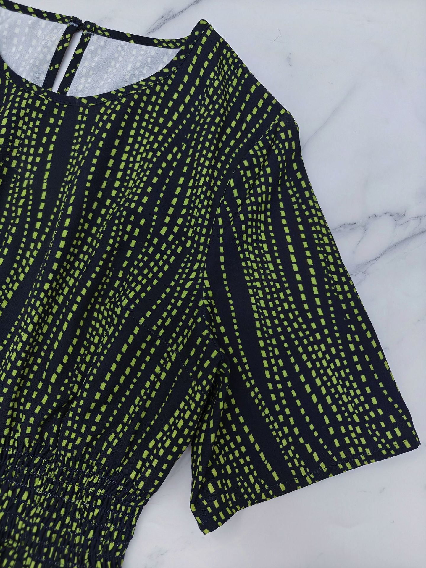 Women Holidays Casual Printed Short Sleeve Slit Dress 5