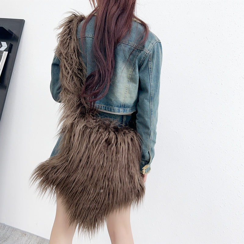 Fashion Girl Furry Messenger Bag