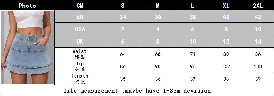 Women's Puff Skirt Fashion Stretch Washed Denim Skirt 6