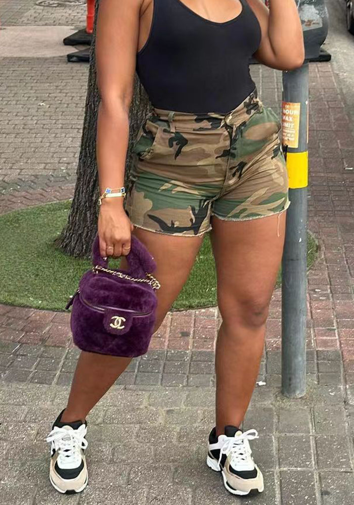 Spring Summer Women's Camouflage Cargo Shorts 3