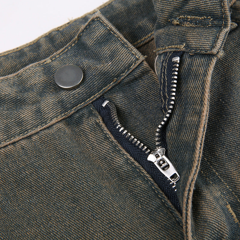 Women Loose Printed Denim Wide Leg Pants 16