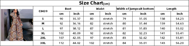 Winter Print V-Neck Wide Leg Long Sleeve Formal Jumpsuit