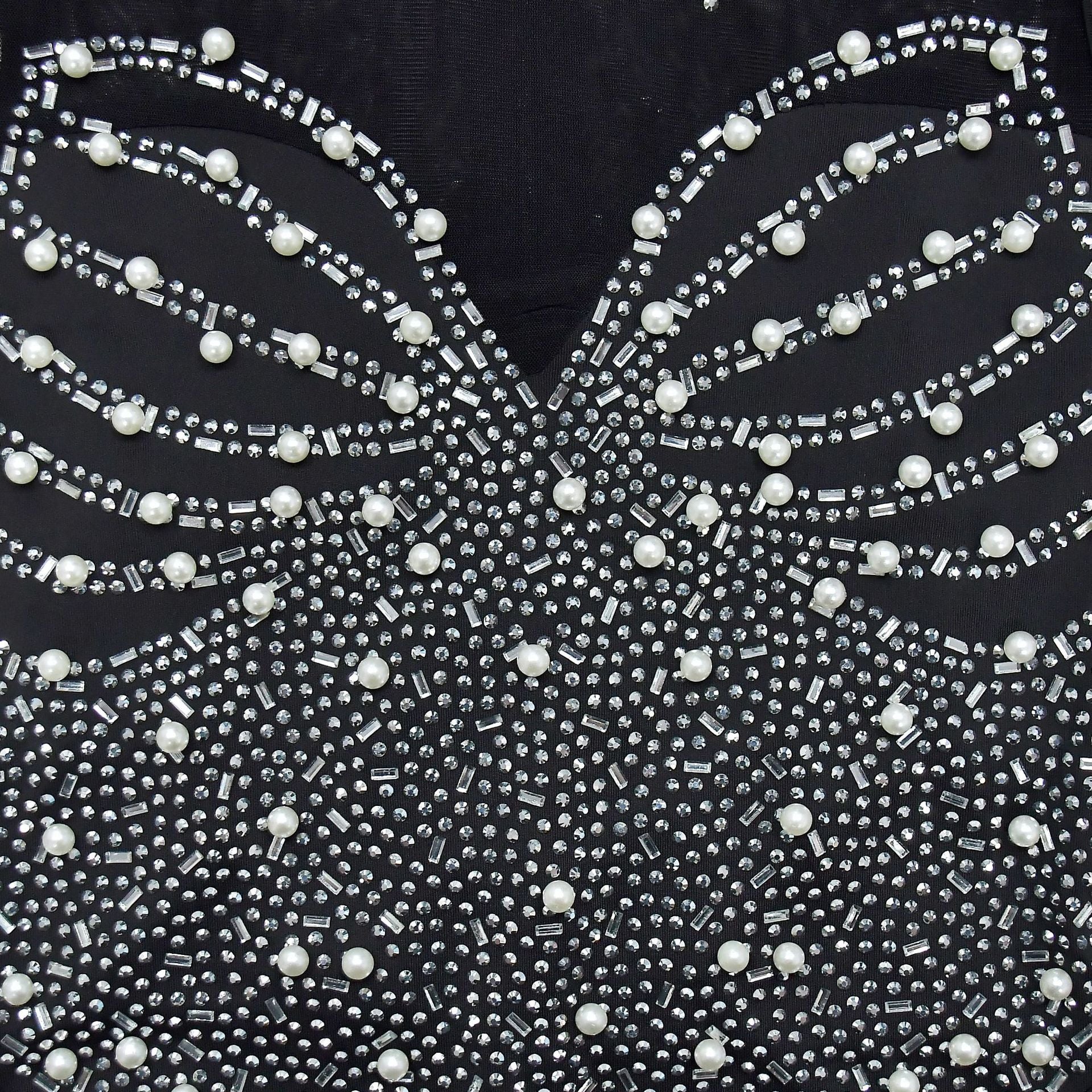 Fashion Women's Solid Color Beaded Mesh Sleeveless Long Dress 24