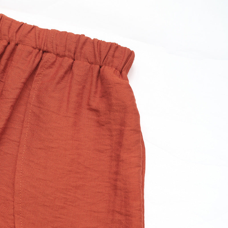 Women summer casual ruffle bow tie shirt and shorts two-piece set 11