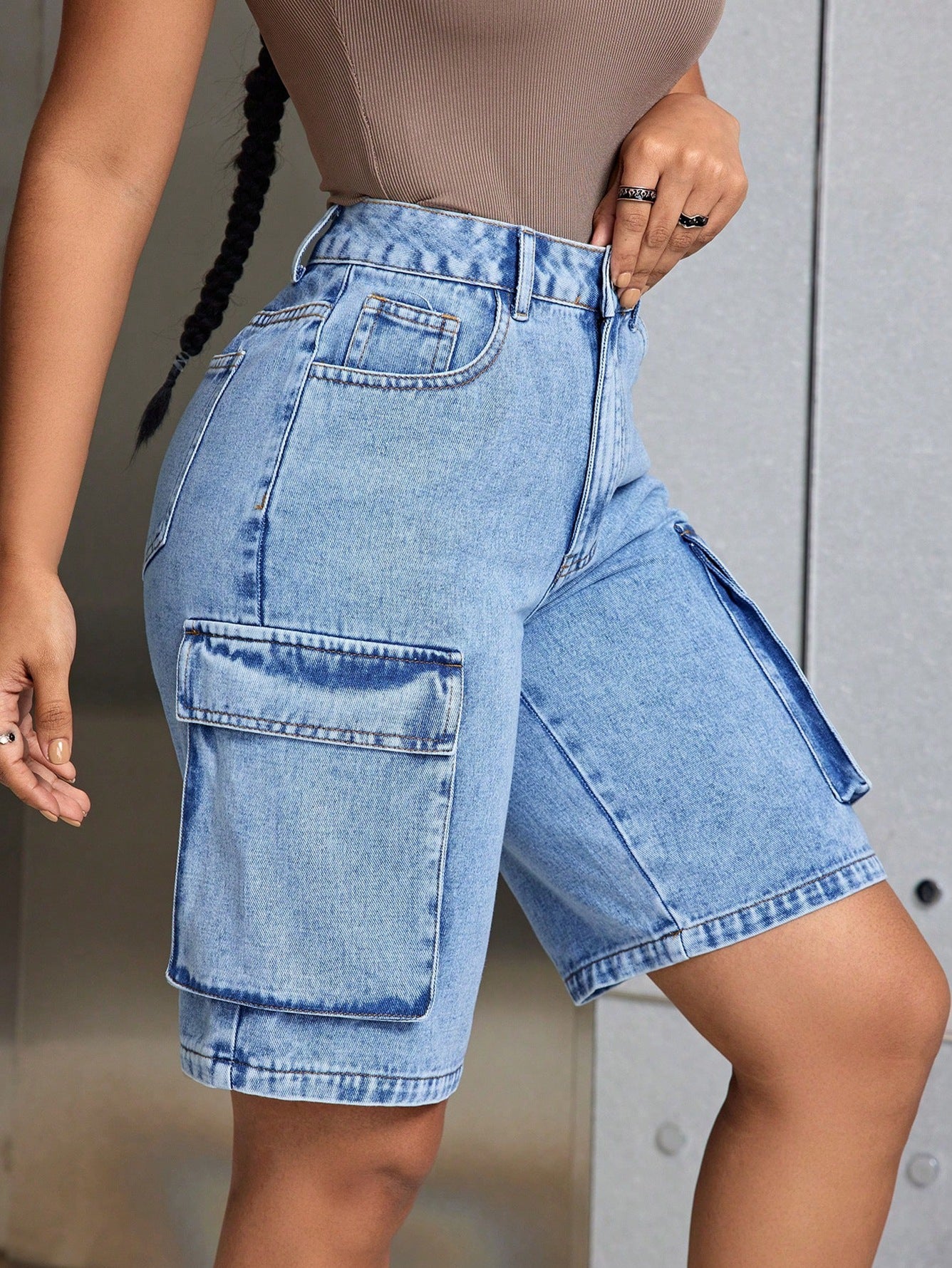 Casual Denim Mid-Length Shorts 4