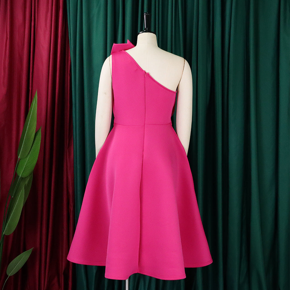 Plus Size Women Solid Sexy Pleated Formal Party Dress 19