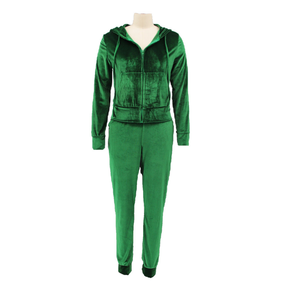 Women's Fashion Zipper Solid Color Women's Two Piece Pants Set 8