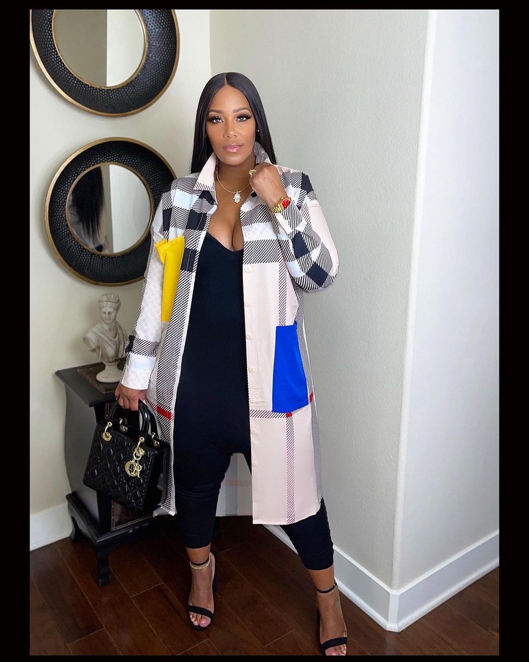 Long Sleeve Color Striped Print Shirt Dress 3