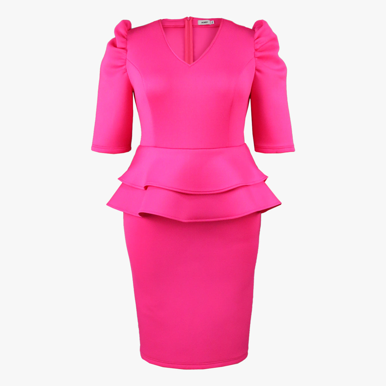 Fake Two Piece Style Cocktail Party Ruffled High Waist Bodycon Dress 6