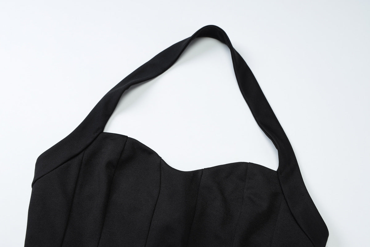 Women's Summer Fashion Chic Halter Neck Low Back Slim Waist Slim Fit Dress 9