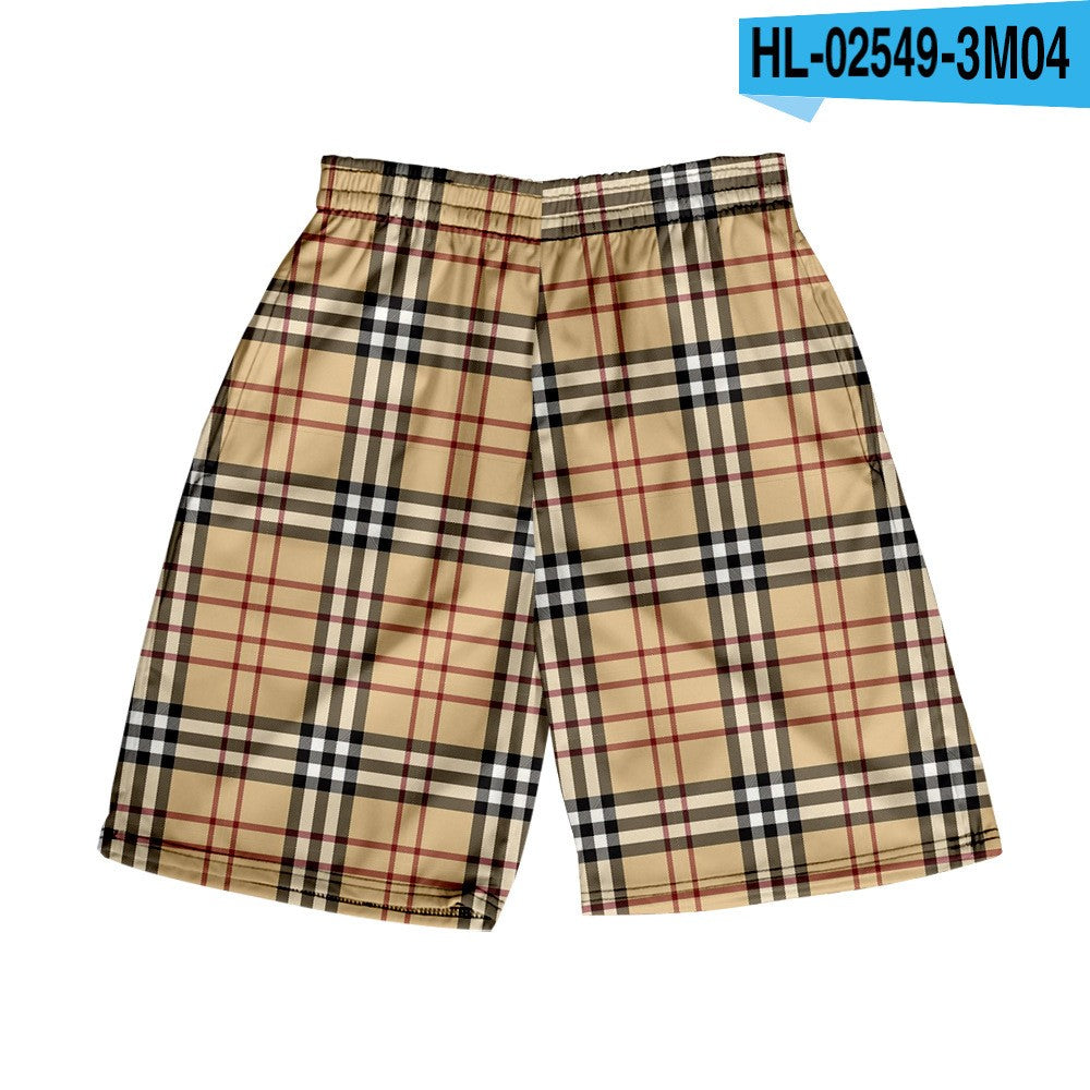 Men's Spring/Summer Hawaiian Casual Plaid Shorts 18