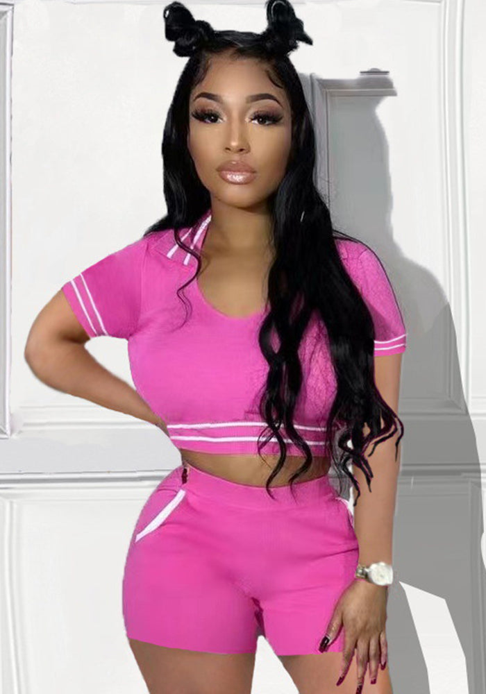 Women Casual Sexy V-Neck Ribbed Sport Two-Piece Set