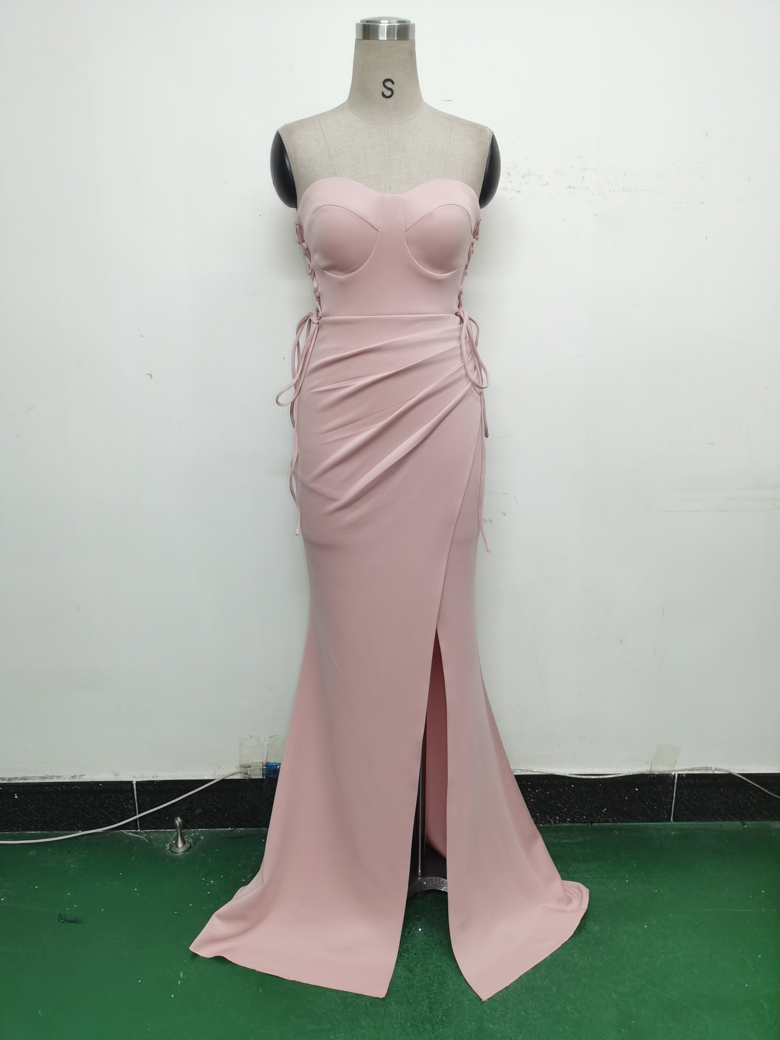 Women Two-way Rope Binding Satin Evening Dress 21