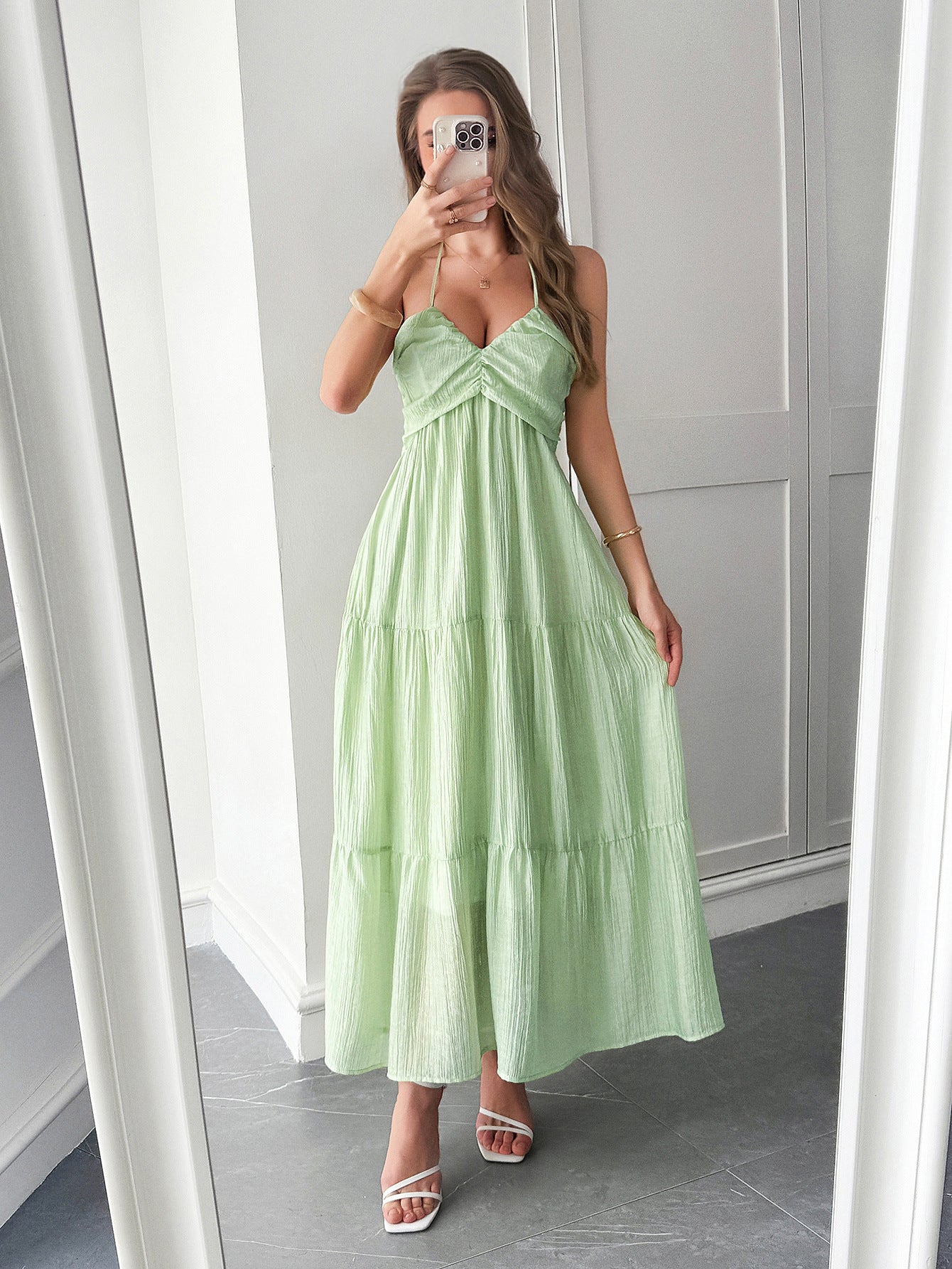 Spring/Summer Women's Elegant Holidays Halter-Neck Beach Long Dress 4