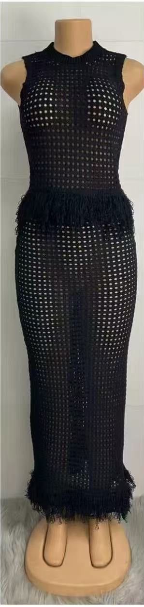 Women's Knitting Hollow Out Sexy Two-Piece Skirt Set 5