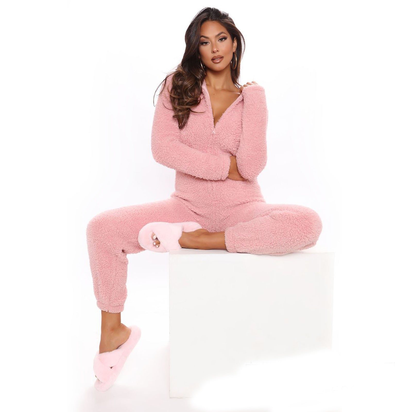 Women Long Sleeve Hooded Casual Jumpsuit 15