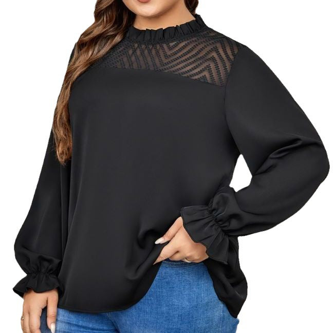Round Neck Long Sleeve Loose Fit Slim Fit Shirt Top 6