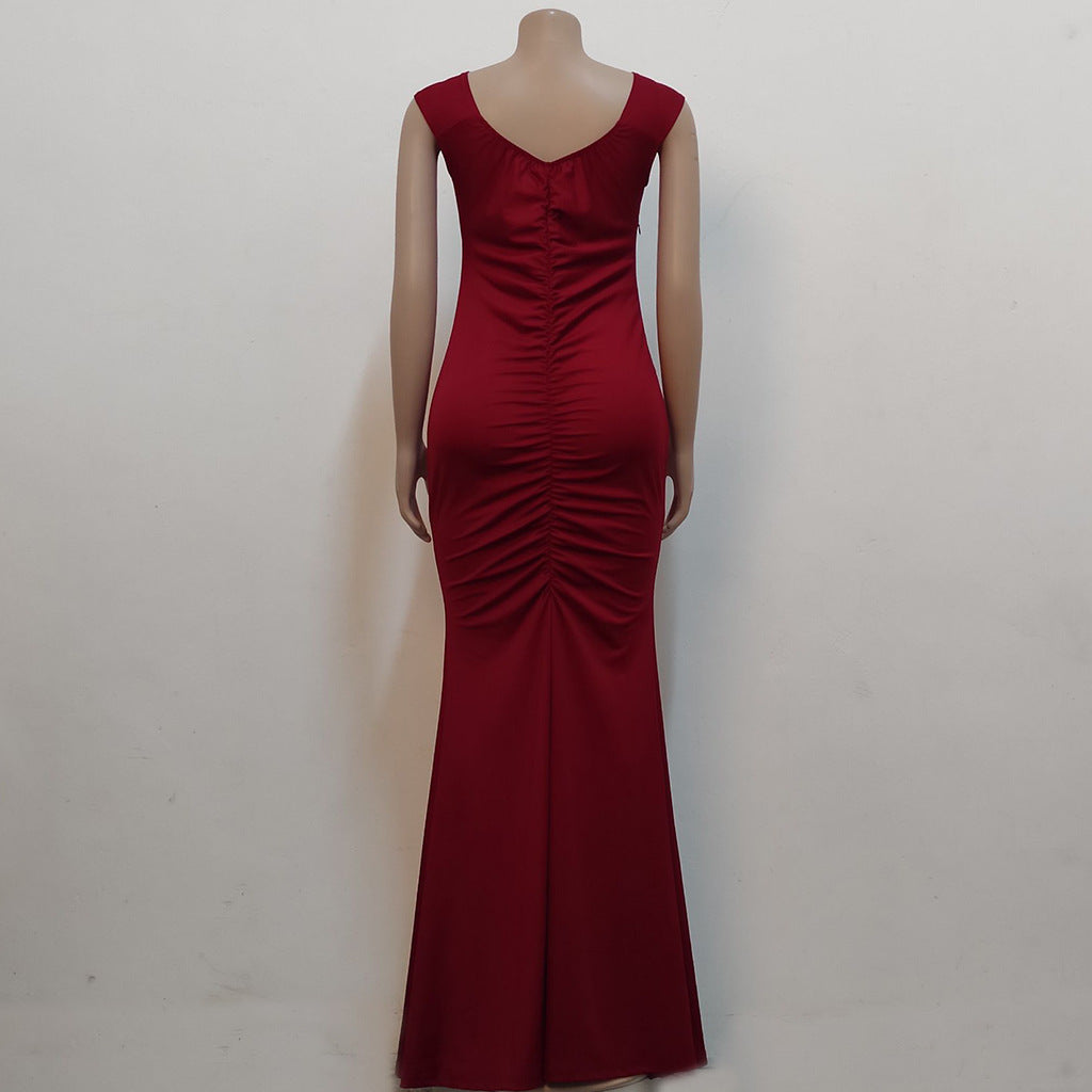 Women Sexy V Neck Slightly Wrinkled Dress 32