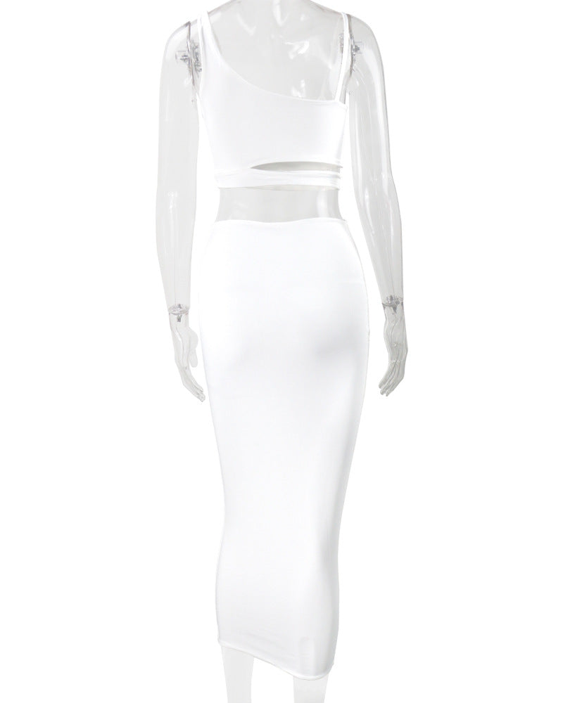 Autumn and Winter Women's Fashion Sexy Hollow Two-piece Skirt Set 19