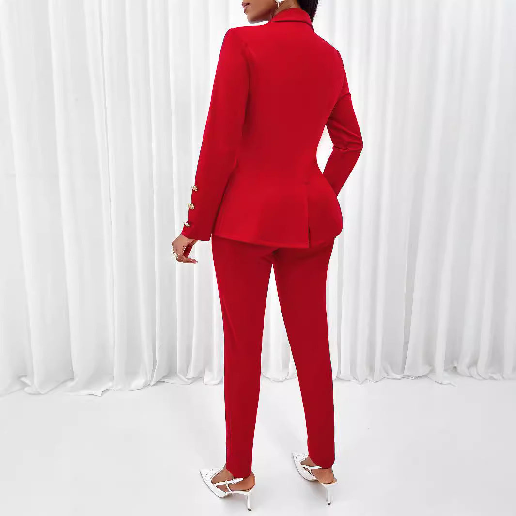 Women Top long-sleeved Blazer and Pants Three-Piece 6