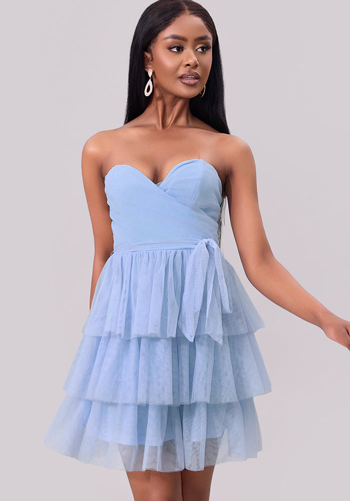 Women Off Shoulder Multi-layer Mini Dress