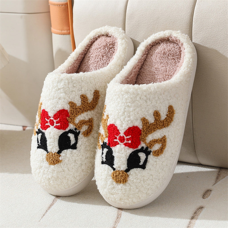 Winter Christmas Deer Slippers For Women At Home Couples Indoor Elk Warm Slippers For Women Winter 9