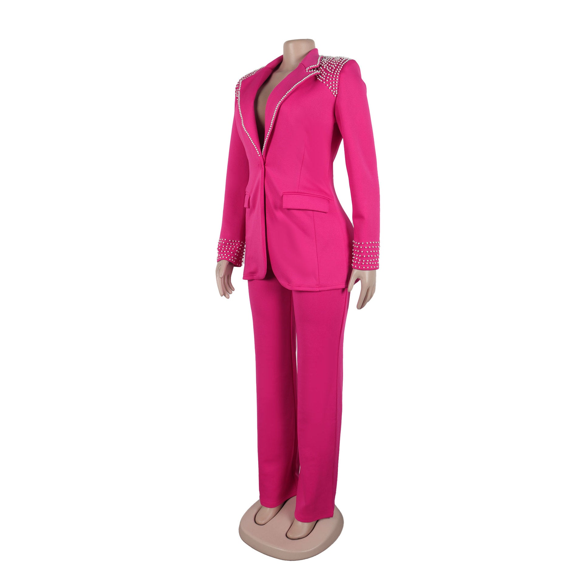 Pearl Long Sleeve Slim Blazer Pants Two-Piece Suit 15
