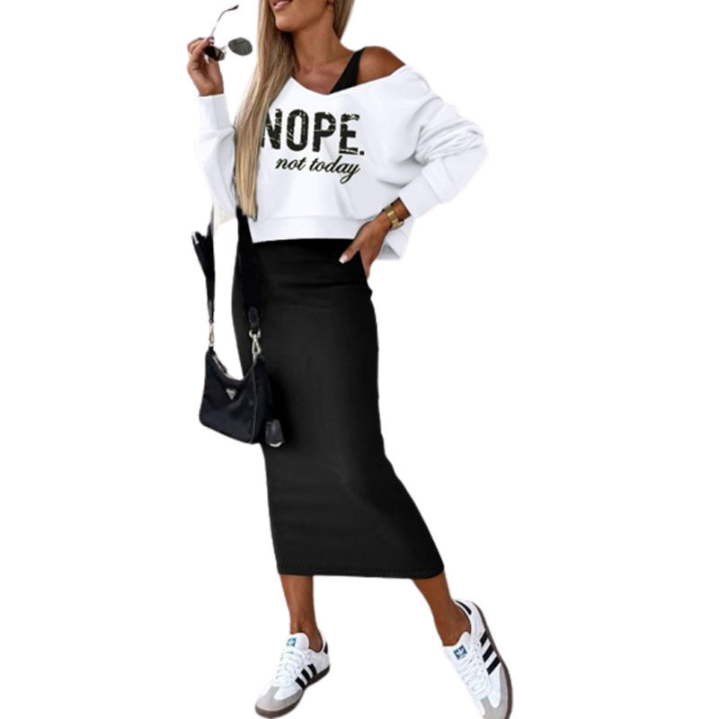 Women winter sleeveless hooded Top and Skirt two-piece set 6