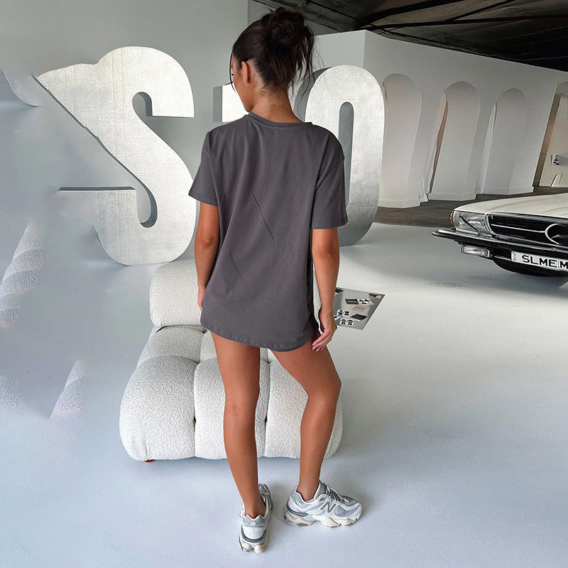 Women summer Casual print Top and shorts Two Piece Set 3