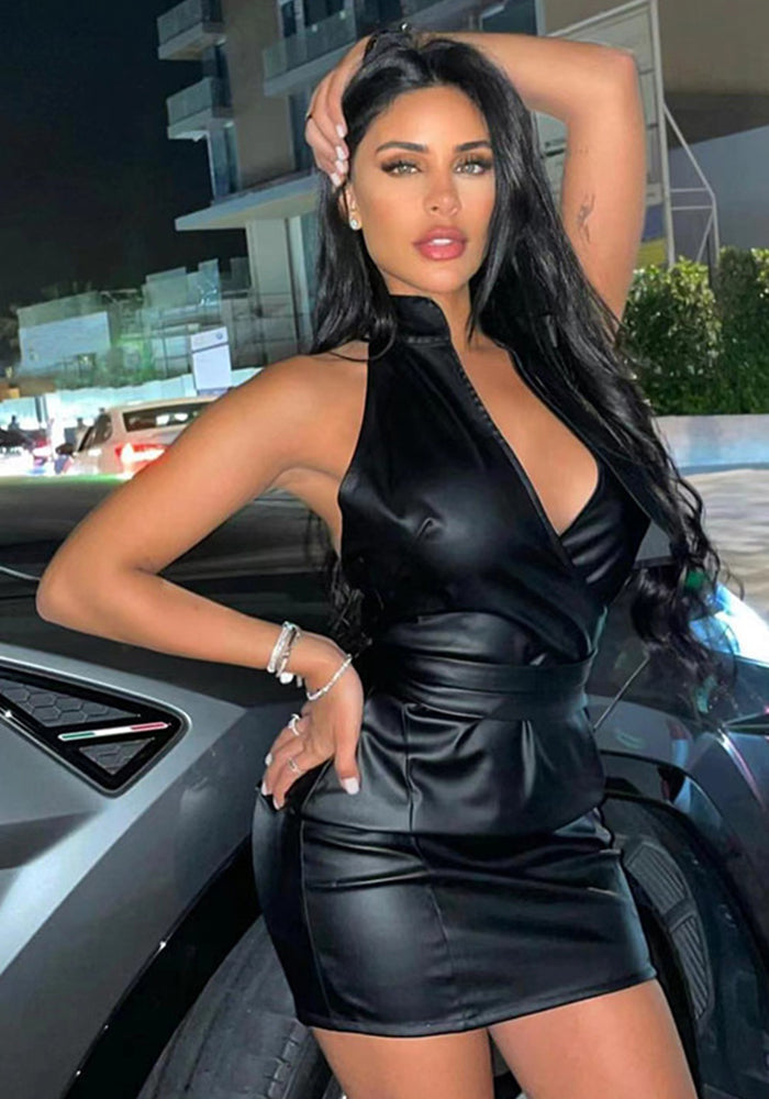 Women Spring and Summer Backless Sexy Belt Bodycon Dress