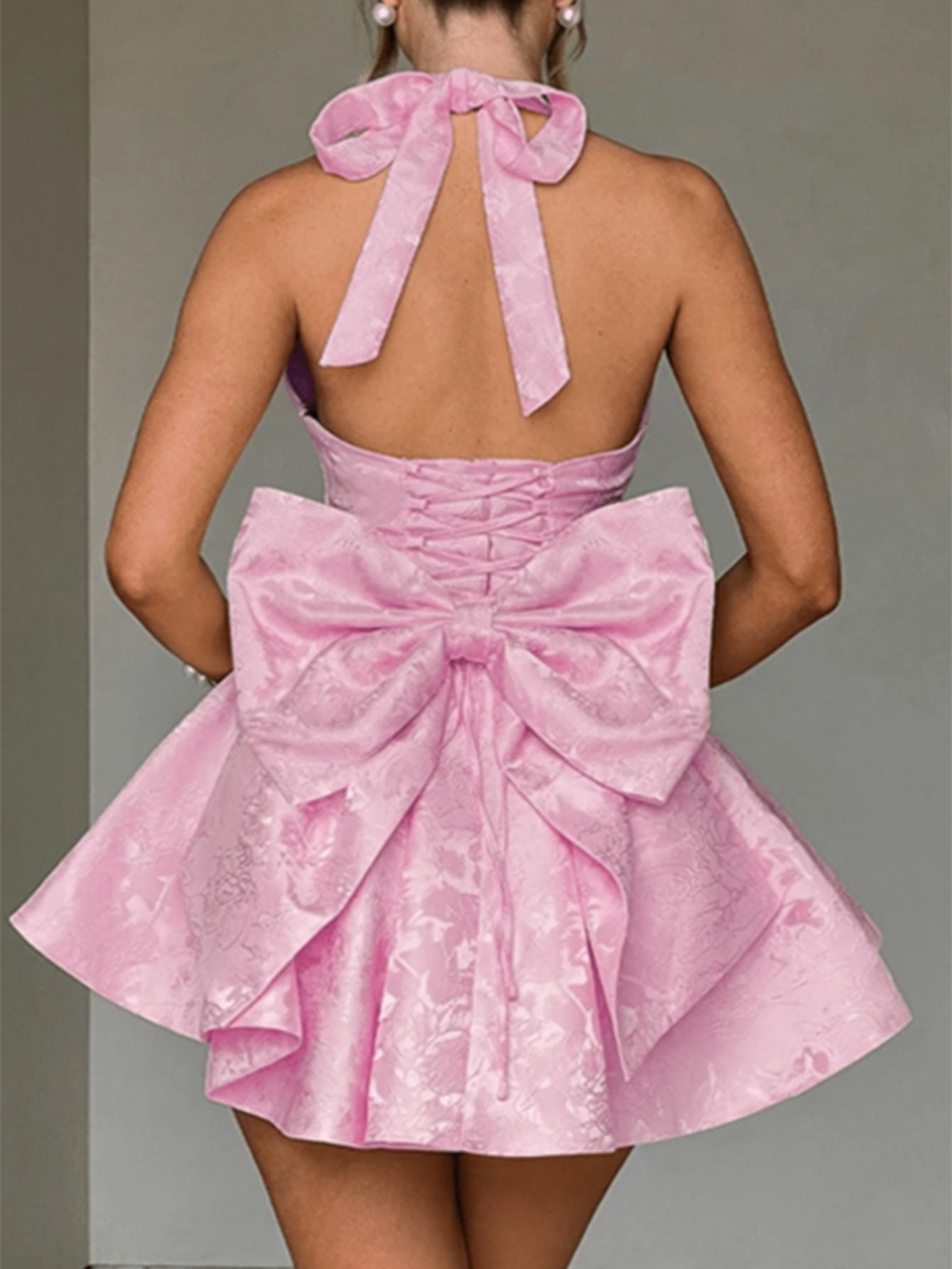 Chic Elegant Halter Neck Tie-Waist Evening Dress for Women 7