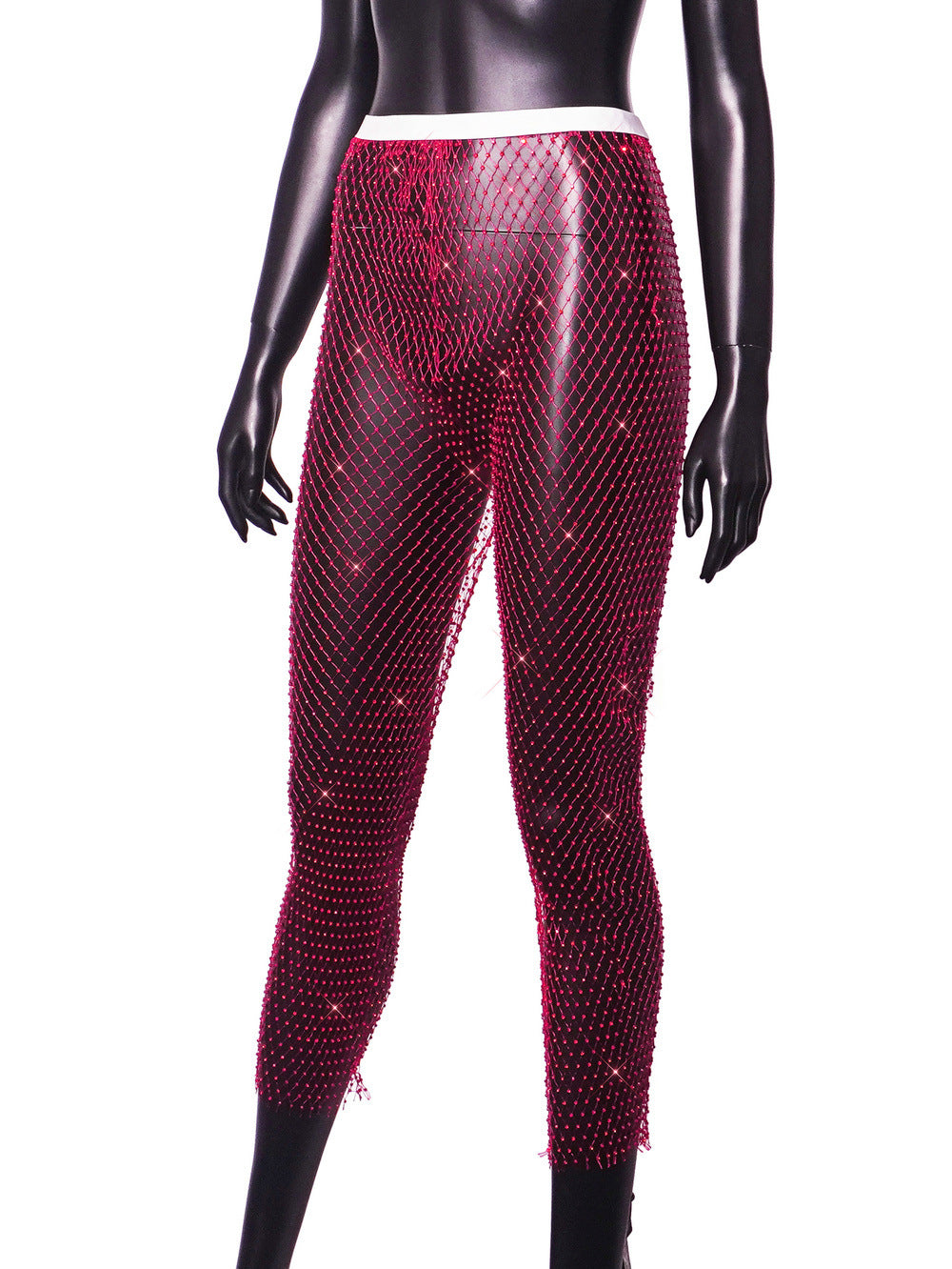 Women Sexy Rhinestone Fishnet Pants 49
