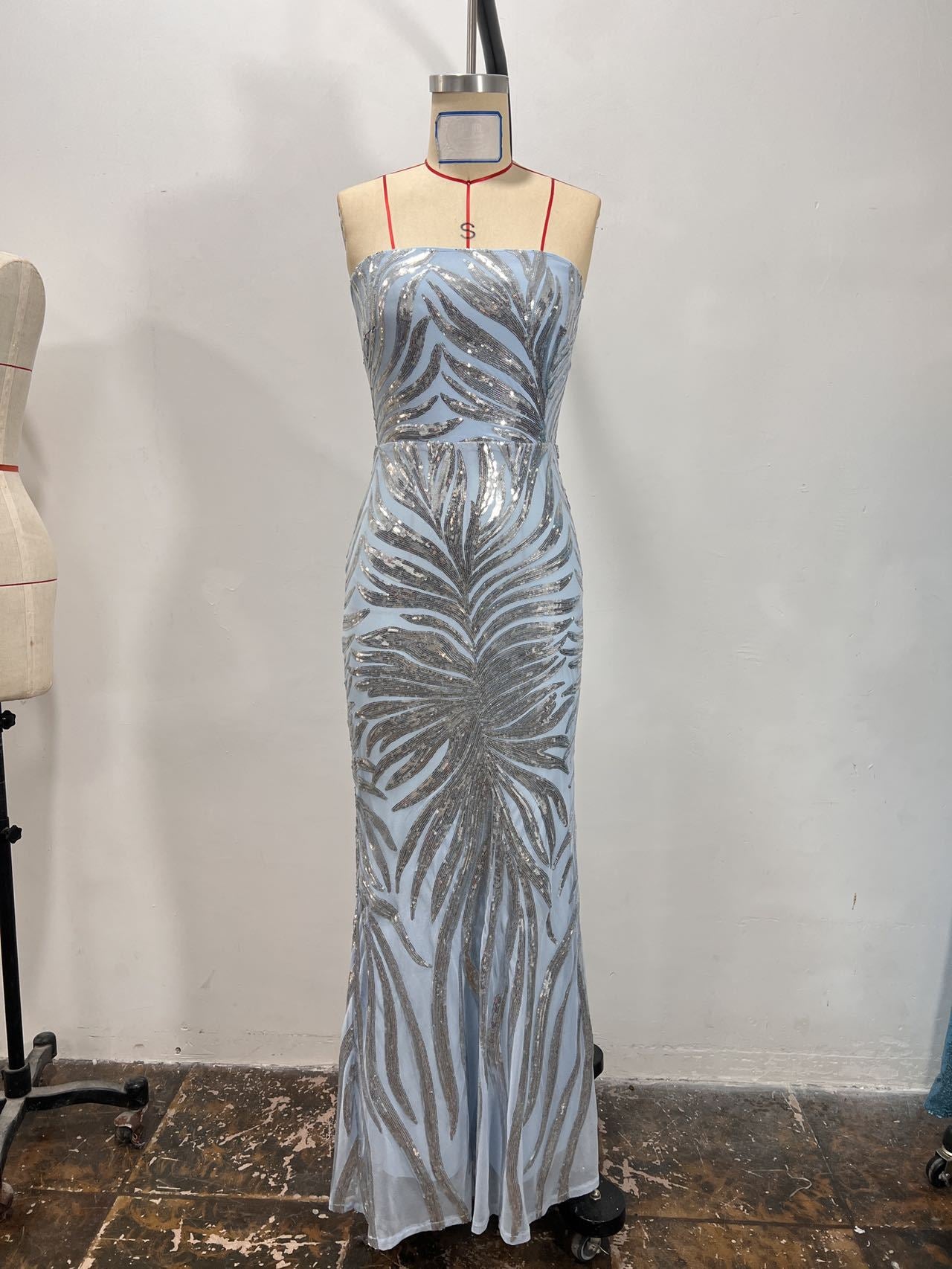 Women's Formal Party Sequin Strapless Sexy Evening Dress 10